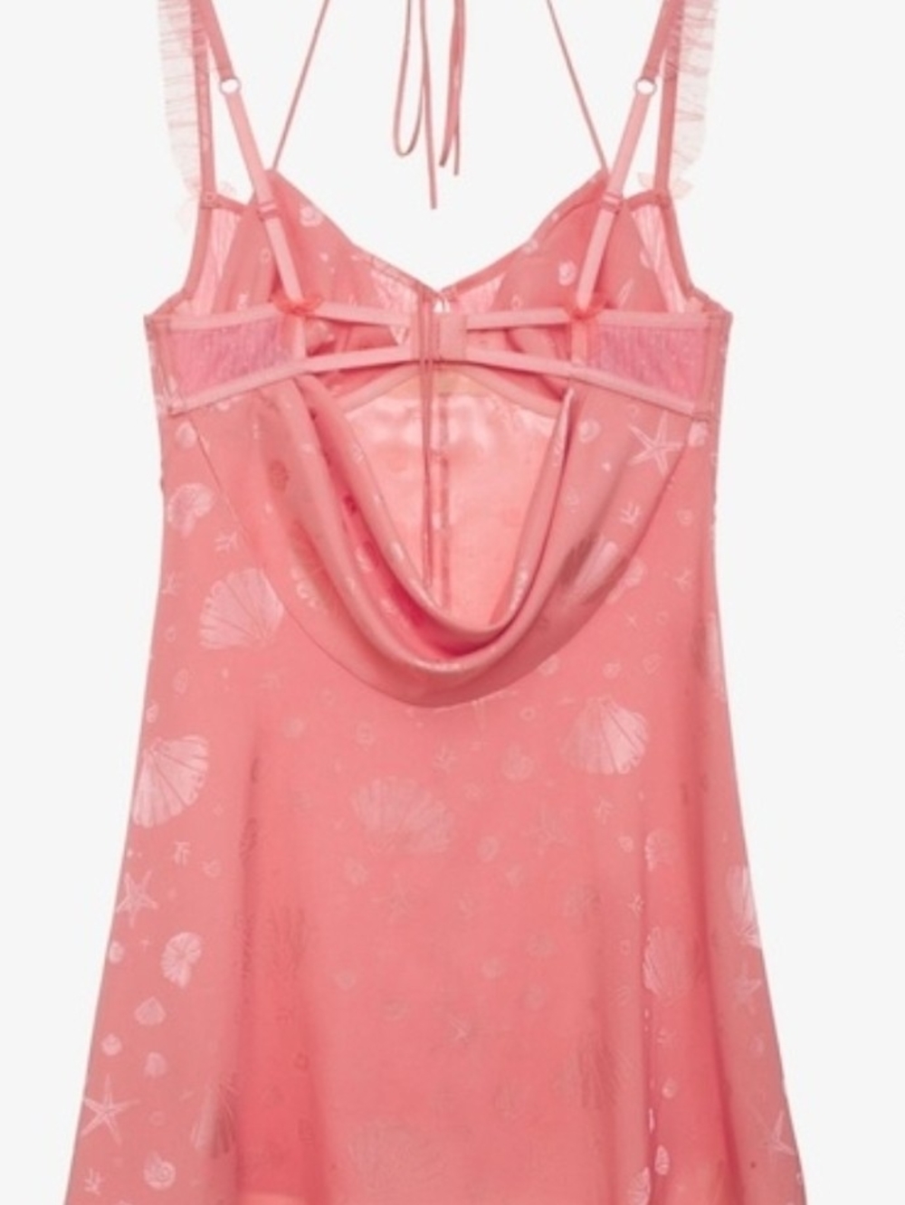 For Love & Lemons Pink Seashell Jaquard Lace-Trim Bra Back Slip Dress Sz M - Picture 5 of 14